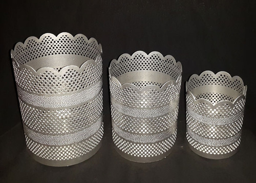 Candle Holders - Metal, Set of Three, Silver | Elegant Design, Textured Finish, Lightweight, Versatile Use