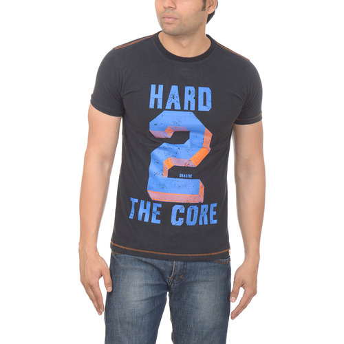 T Shirt - Cotton, M-XL, Black | Soft Fabric, Stylish Design, Comfortable, Breathable, Graphic Print, Round Neck, Short Sleeve