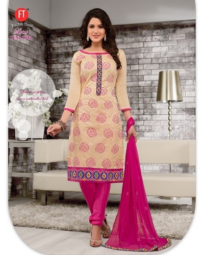 Beige Pink Low Range Designer Chanderi Suit