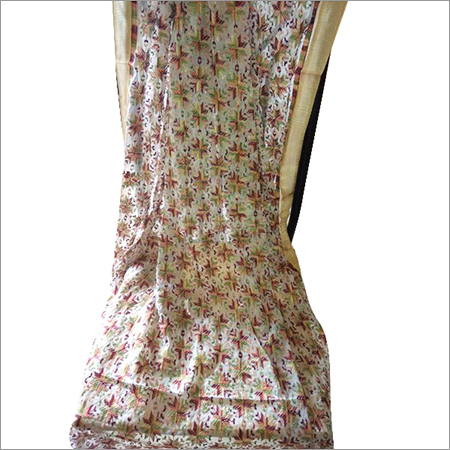 Phulkaari Dupatta - Faux Shiffon, White | Colorful Floral Embroidery, Soft Lightweight Fabric