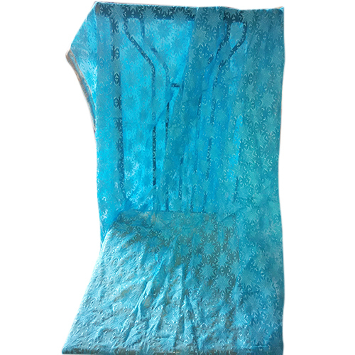 Phulkaari Dupatta - Faux Chiffon Sky Blue, Self Color Embroidery, Lightweight Elegant Draped Design
