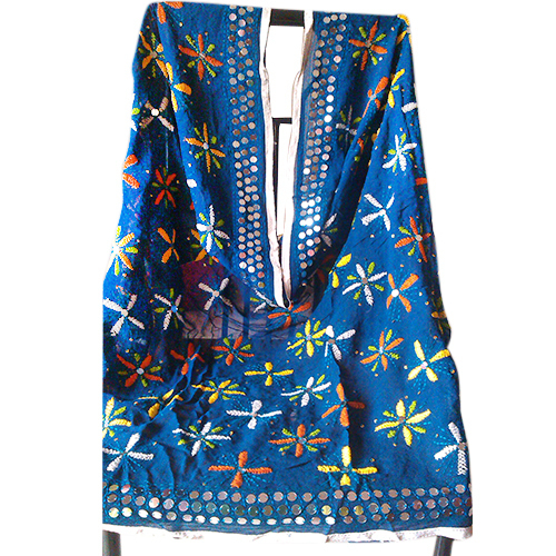 Phulkaari Dupatta - Georgette, Peacock Blue, Hand Parsi Embroidered | Elegant, Vibrant, Stylish Accessory