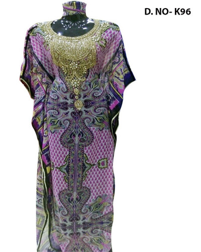 Printed Chiffon Farasha - Maxi Size, Purple, Contrast Embroidery | Stylish Design, Durable Fabric, Attractive Patterns