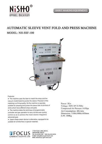 Sleeve Placket Creasing Machine