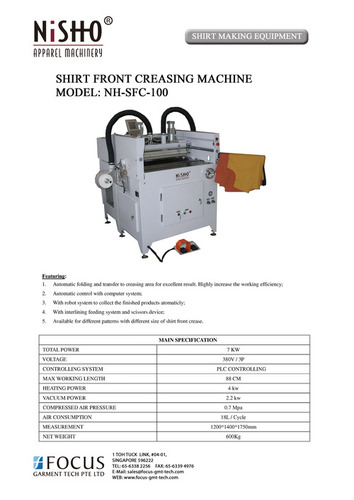 FRONTPLACKET CREASING MACHINE