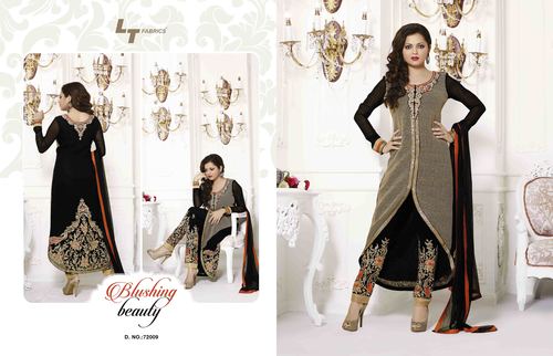 Madhubala Semistitched Black Georgette Western Salwar Kameez