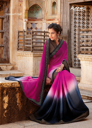 Savoury Multi Color Pure Chiffon Saree