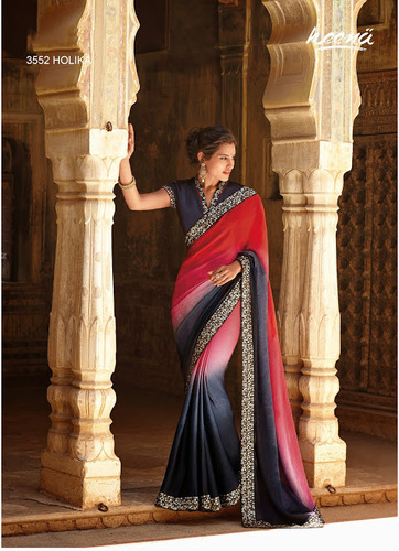 Savoury Red Chiffon Sarees