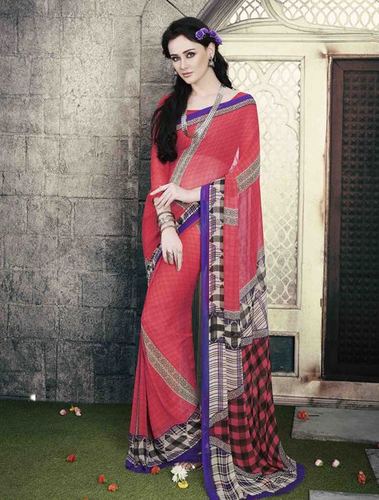 Low Range Redy Rust Georgette Printed Saree