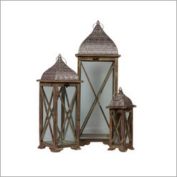 Glass Lanterns With Metal Finish