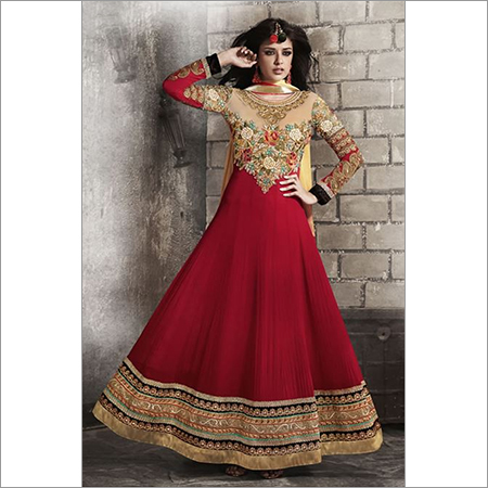 Maroon Georgette Long Anarkali Suit