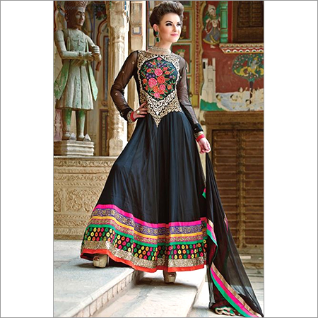 Black Color Designer Long Anarkali Sui