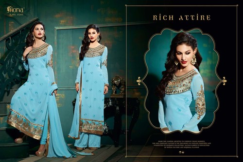 Aqua Semi Stitched Georgette Salwar Kameez