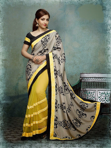 Soha Ali Khan Yellow Georgette Crepe Saree