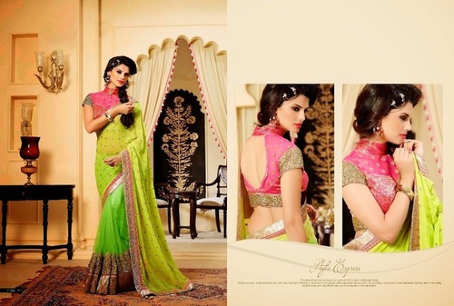 PARROT GREEN GEORGETTE SAREE