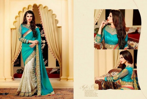 TURQUOISE GEORGETTE SAREE