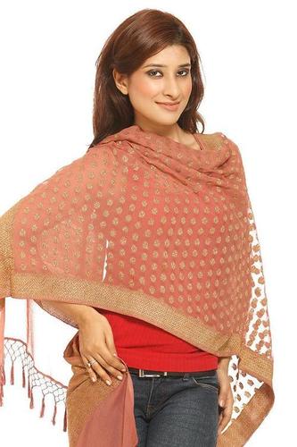 Persian Orange Georgette Mysore Readymade Stole