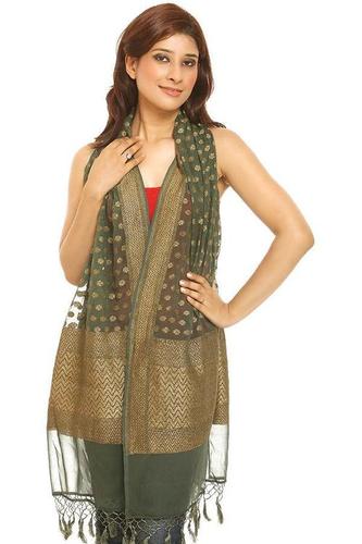 Garden Green Georgette Mysore Readymade Stole