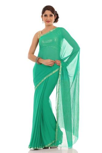 Sea Green Art Chiffon Banarasi Saree