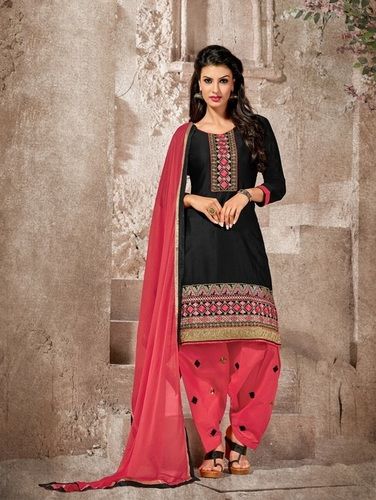 Black Cotton Patiala Suit