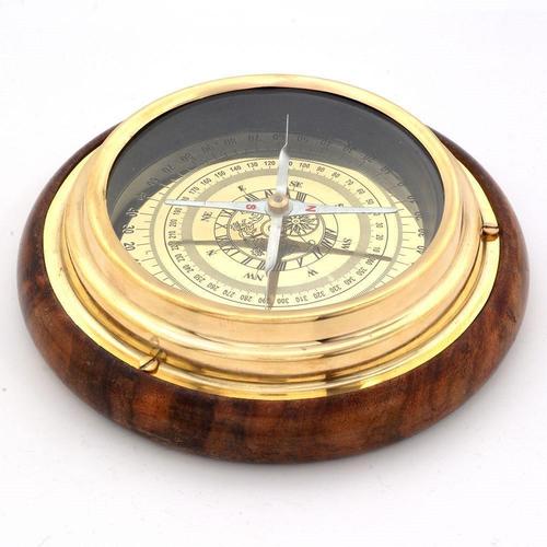 Brass & Wood Nautical Compass