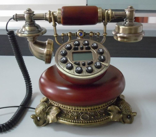 Antique Indian style wood & Brass telephone
