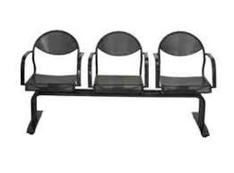 Godrej Lounge Seating - Metal Fabric, 150x60x80 cm, Black | Comfortable Durable Stylish Three-Seater