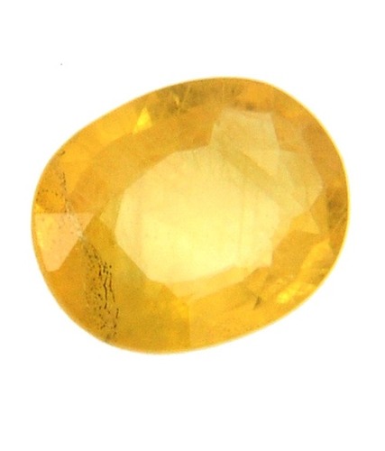 3.25 Ratti Natural Bangkok Yellow Sapphire Pukhraj Birthstone - 10.38x8.22x3.89 mm, Oval Faceted, 3.17 Cts, Certificate Treated