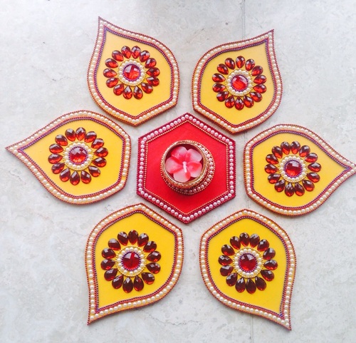 Plastic Acrylic Diya Design Rangoli