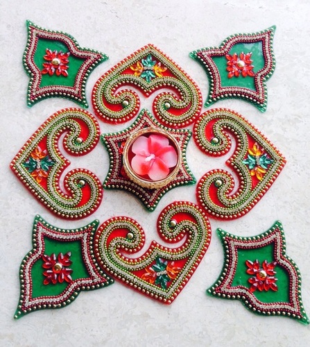 Plastic Acrylic Diya Design Rangoli