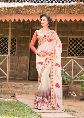Heavy Pallu - Net Fabric Off-White, Cut Lace Embroidery, Handwork Detail, Elegant Design