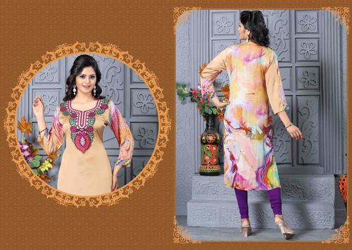 Stylish Kurtis Collection - Satin Fabric, Semi-Stitched, Sizes M-XXL | Printed Design, Party & Festival Wear, Soft, Durable, Dry Clean