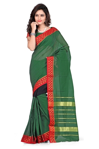 Cotton Printed Green Fancy Saree