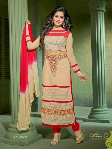 STRAWBERRY,GEORGETTE STRAIGHT DESIGNER &EMBROIDERY PATTERN