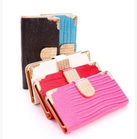 Luxury Diamond Magnetic Bling Shiny Crystal PU Leather Flip Wallet Case For Iphone6/6 plus  