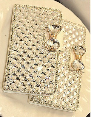 Luxury Leather Bling Crystal Diamond Bow Wallet Case Iphone 5S/
