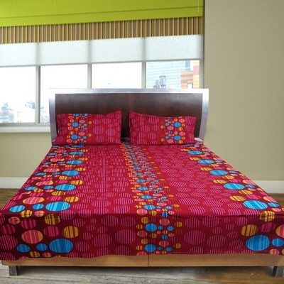 Cotton Bed Sheet Designer - 90x100 Inch Double Size, Burgundy | Soft Texture, Easy Wash, Handloom Design