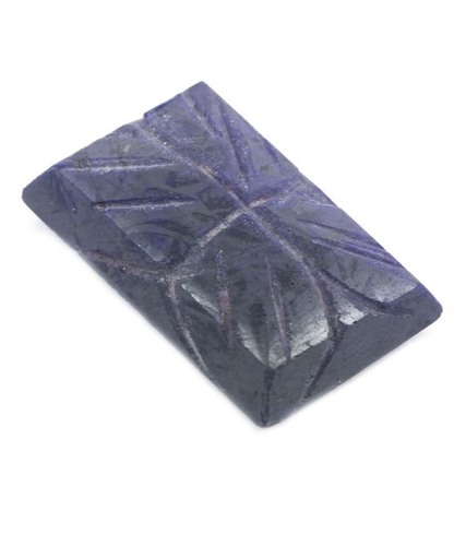 Certified 80 Carat Rectangular Carved Blue Sapphire Gemstone