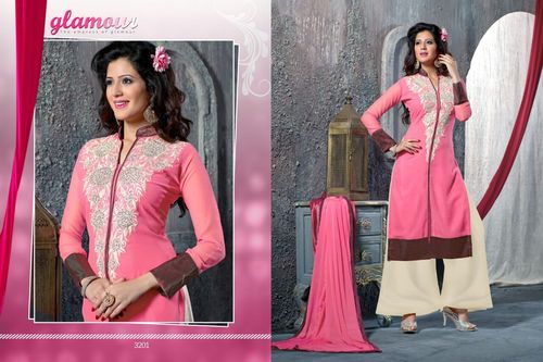 Fancy Pink Plazzo Suit - 60 Gram Fabric with Lining, Elegant Comfortable Stylish Design