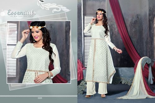Ladies White Plazzo Suit - 60 Gram Fabric with Lining, Elegant Comfortable Design