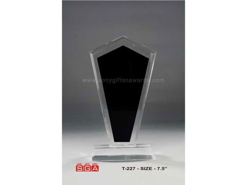 Glass Trophies - Crystal Glass, 5-7 Inch, Clear, Square Base | Elegant Shield Design, Award Recognition, Corporate Gifting