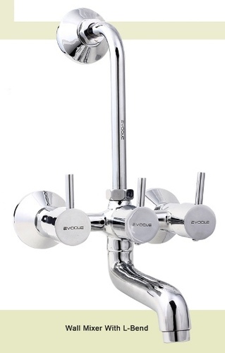 Wall Mixer with L-Bend - Brass, 150mm Spout, Chrome Finish | Lever Handle, Corrosion Resistant, Wall Mounted, 6L/min Flow, 5-Year Warranty