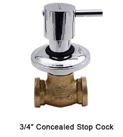 3/4" Concealed stop cock