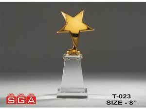 Star Trophies - Crystal & Metal, 8 Inches, Gold | Rectangular Base, Star Design, Award Recognition