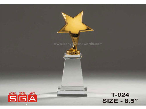 Star Trophies - Crystal & Metal, 8.5" Height, Gold | Award Recognition, Elegant Design, Motivational Tool