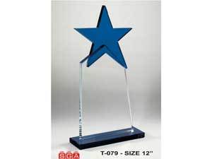 Star Trophies - Black Acrylic, 5" Blue | Award Recognition, Durable Material, Elegant Design