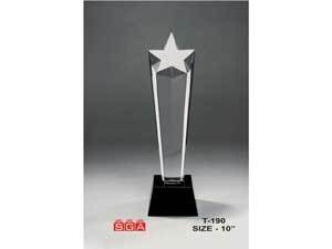 Star Trophies - Crystal, 12" Height, Clear with Black Base | Star Shape, Award Recognition, Elegant Display