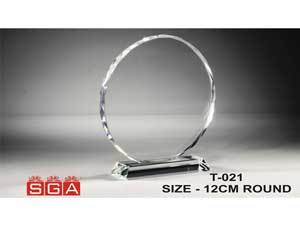 Round Trophy - Acrylic, 12cm Diameter, Clear With Black Acrylic Base | Elegant Design, Award Recognition, Durable, Prestigious Look
