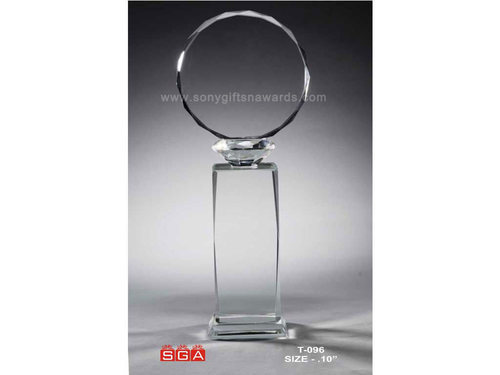 Round Trophy - Crystal Glass, 8-12 Inches Height, Clear, Rectangular Base | Elegant Design, Award Recognition, Employee Achievement