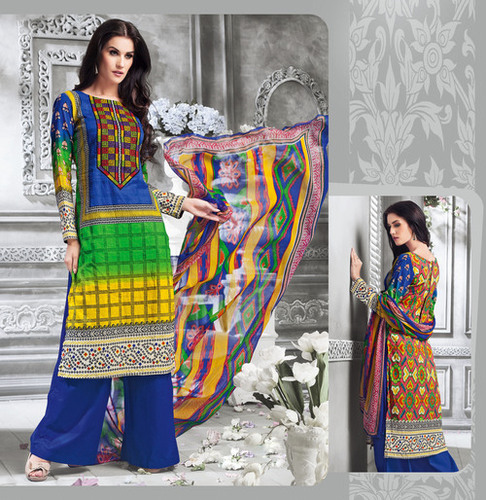FESTIVAL WEAR BLUE AND YELLOW COLOR FLOWER PRINTED SALWAR SUIT